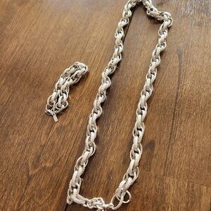 Monet Chunky Vintage  Chain Necklace and Bracelet Set